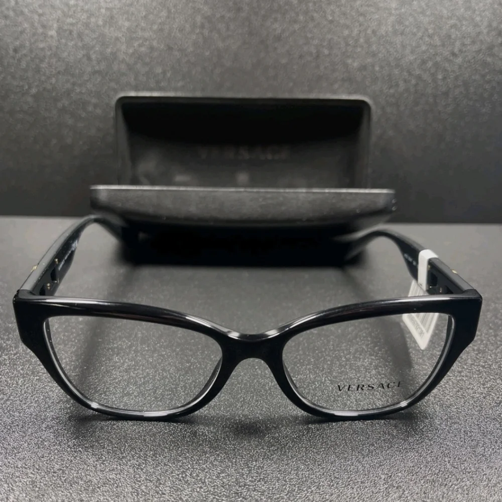 NWT!! Versace Italy B Mod 3347 52[]17-142 Black Eyeglasses / Frames W/Case MF